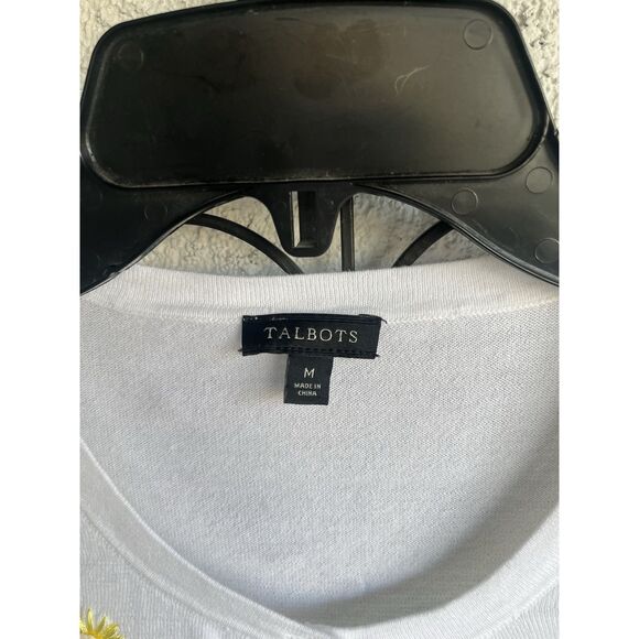 Talbots Floral Embroidered Lightweight Cardigan- Size M- White/Yellow - Picture 6 of 7